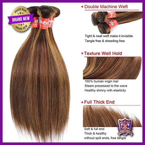 Brazilian Human Hair Extensions 16in Straight With Lace Closure Weave main image 7